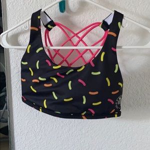 Feed me fight me sports bra sprinkles